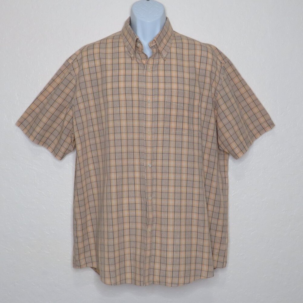 Van‎ Heusen* Men's Short Sleeve Button Down Curved Hem Chest Pocket Shirt~ XL